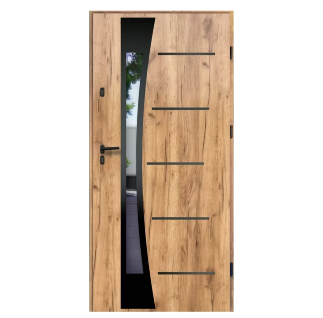 Voordeur antraciet met gebogen glas
